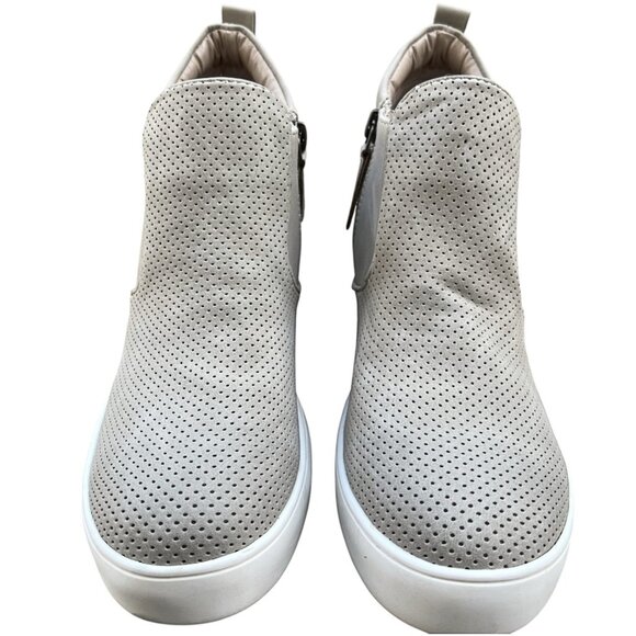 Light Gray Wedge Sneaker Booties Slip On Perforated Upper US 7–7.5 - Picture 2 of 8